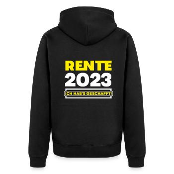 Rentner Rente 2023 Ruhestand Pensionierung Kollege - Unisex Premium Bio Zip Hoodie - Schwarz - Hinten - Nico (187cm)