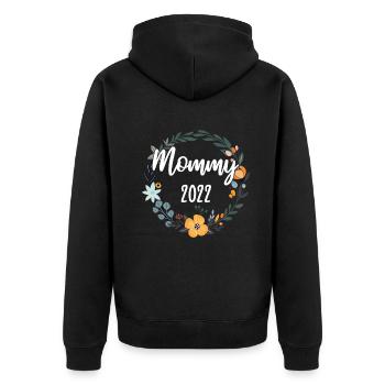 Mama 2022 Schwanger Schwangerschaft Mom To Be - Unisex Premium Bio Zip Hoodie - Schwarz - Hinten - Nico (187cm)