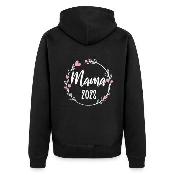 Mama 2023 Schwanger Schwangerschaft Mom To Be - Unisex Premium Bio Zip Hoodie - Schwarz - Hinten - Nico (187cm)