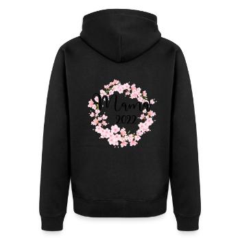 Mama 2022 Schwanger Schwangerschaft Mom To Be - Unisex Premium Bio Zip Hoodie - Schwarz - Hinten - Nico (187cm)