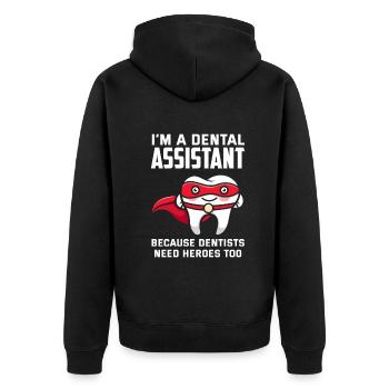 Dentist Dental Assistant Dental Assistant Gift - Unisex Premium Organic Zip Hoodie - black - Back - Nico (187cm)