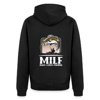 Cadeau amusant de pêcheur - Veste à capuche bio Premium Unisexe - noir - Dos - Nico (187cm)