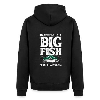 Fun Fishing Angler Fisherman Gift - Unisex Premium Organic Zip Hoodie - black - Back - Nico (187cm)