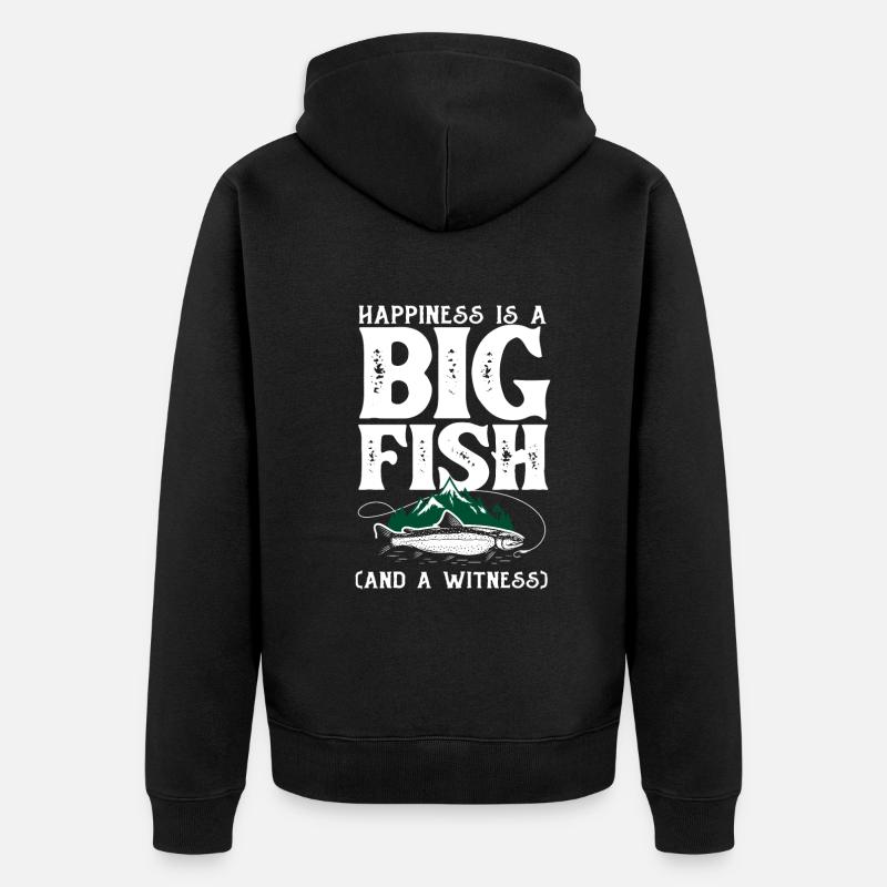 Cadeau amusant de pêcheur - Veste à capuche bio Premium Unisexe - noir