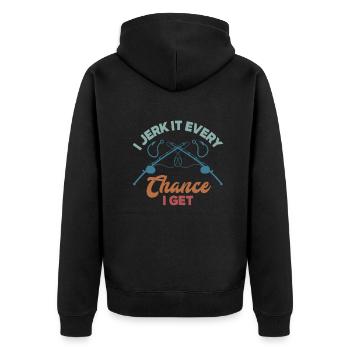 Fun Fishing Angler Fisherman Gift - Unisex Premium Organic Zip Hoodie - black - Back - Nico (187cm)