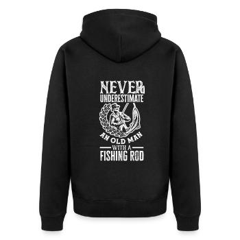 Fun Fishing Angler Fisherman Gift - Unisex Premium Organic Zip Hoodie - black - Back - Nico (187cm)