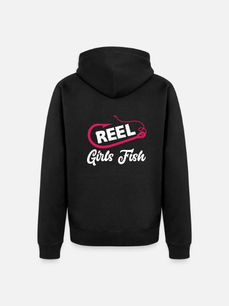 Cadeau amusant de pêcheur - Veste à capuche bio Premium Unisexe - noir