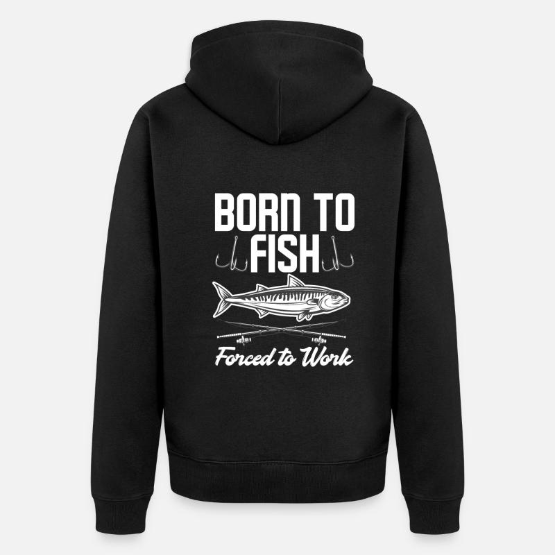 Cadeau amusant de pêcheur - Veste à capuche bio Premium Unisexe - noir