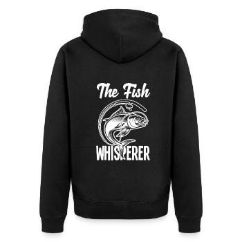 Fun Fishing Angler Fisherman Gift - Unisex Premium Organic Zip Hoodie - black - Back - Nico (187cm)