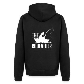 Fun Fishing Angler Fisherman Gift - Unisex Premium Organic Zip Hoodie - black - Back - Nico (187cm)