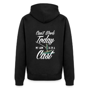 Fun Fishing Angler Fisherman Gift - Unisex Premium Organic Zip Hoodie - black - Back - Nico (187cm)