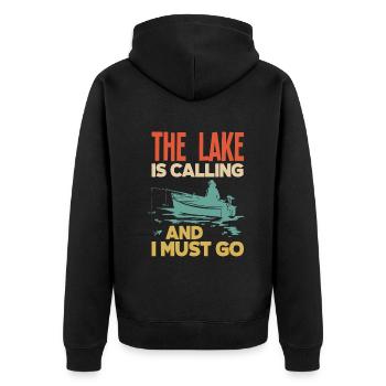 Fun Fishing Angler Fisherman Gift - Unisex Premium Organic Zip Hoodie - black - Back - Nico (187cm)