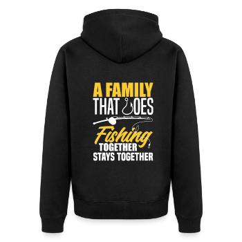Fun Fishing Angler Fisherman Gift - Unisex Premium Organic Zip Hoodie - black - Back - Nico (187cm)