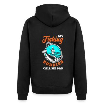 Fun Fishing Angler Fisherman Gift - Unisex Premium Organic Zip Hoodie - black - Back - Nico (187cm)
