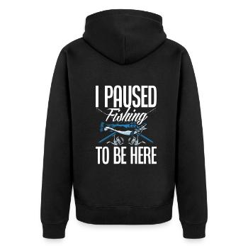Fun Fishing Angler Fisherman Gift - Unisex Premium Organic Zip Hoodie - black - Back - Nico (187cm)