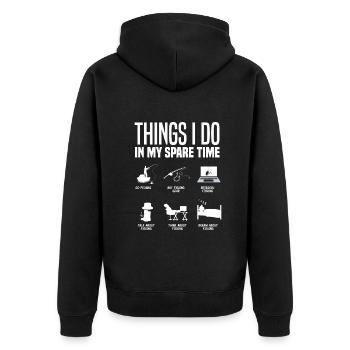 Fun Fishing Angler Fisherman Gift - Unisex Premium Organic Zip Hoodie - black - Back - Nico (187cm)