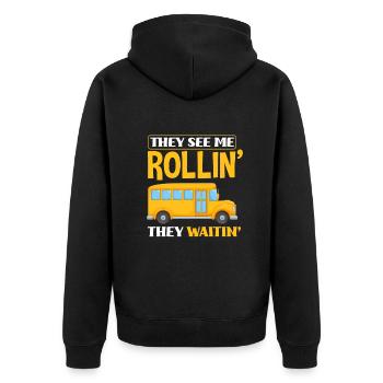 Funny school bus driver school bus bus driver - Unisex Premium Organic Zip Hoodie - black - Back - Nico (187cm)