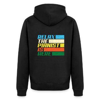 Lustiges Klavierspieler Klavier Piano Pianist - Unisex Premium Bio Zip Hoodie - Schwarz - Hinten - Nico (187cm)