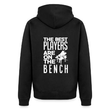 Lustiges Klavierspieler Klavier Piano Pianist - Unisex Premium Bio Zip Hoodie - Schwarz - Hinten - Nico (187cm)