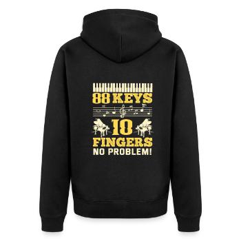 Lustiges Klavierspieler Klavier Piano Pianist - Unisex Premium Bio Zip Hoodie - Schwarz - Hinten - Nico (187cm)
