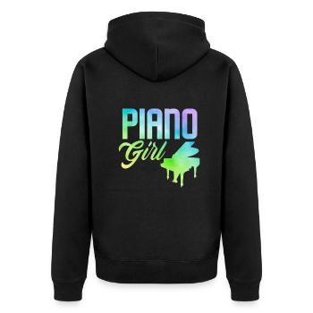 Lustiges Klavierspieler Klavier Piano Pianist - Unisex Premium Bio Zip Hoodie - Schwarz - Hinten - Nico (187cm)