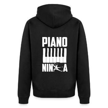 Lustiges Klavierspieler Klavier Piano Pianist - Unisex Premium Bio Zip Hoodie - Schwarz - Hinten - Nico (187cm)