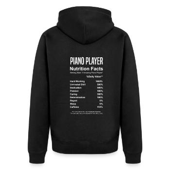 Lustiges Klavierspieler Klavier Piano Pianist - Unisex Premium Bio Zip Hoodie - Schwarz - Hinten - Nico (187cm)