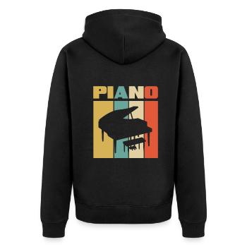 Lustiges Klavierspieler Klavier Piano Pianist - Unisex Premium Bio Zip Hoodie - Schwarz - Hinten - Nico (187cm)