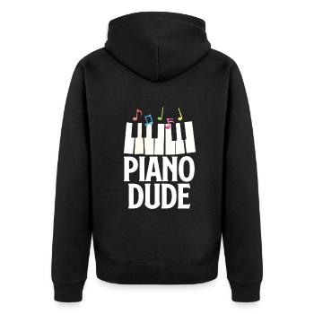 Lustiges Klavierspieler Klavier Piano Pianist - Unisex Premium Bio Zip Hoodie - Schwarz - Hinten - Nico (187cm)