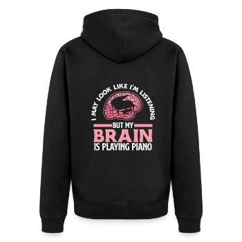 Lustiges Klavierspieler Klavier Piano Pianist - Unisex Premium Bio Zip Hoodie - Schwarz - Hinten - Nico (187cm)