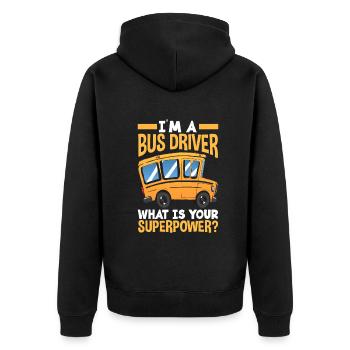 Funny school bus driver school bus bus driver - Unisex Premium Organic Zip Hoodie - black - Back - Nico (187cm)