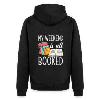 Bookworm Book Lover Librarian Gift - Unisex Premium Organic Zip Hoodie - black - Back - Nico (187cm)