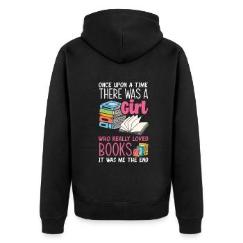 Bookworm Book Lover Librarian Gift - Unisex Premium Organic Zip Hoodie - black - Back - Nico (187cm)