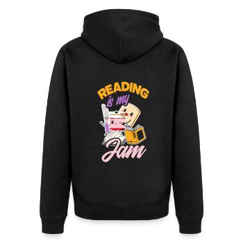 Bookworm Book Lover Librarian Gift - Unisex Premium Organic Zip Hoodie - black - Back - Nico (187cm)