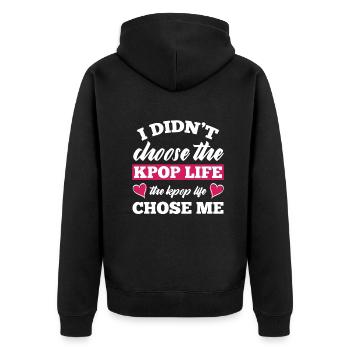 K-Pop K-Drama Koreanische Popmusik - Unisex Premium Bio Zip Hoodie - Schwarz - Hinten - Nico (187cm)