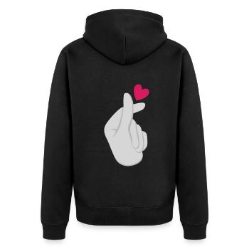 K-Pop K-Drama Koreanische Popmusik - Unisex Premium Bio Zip Hoodie - Schwarz - Hinten - Nico (187cm)