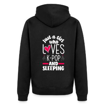 K-Pop K-Drama Koreanische Popmusik - Unisex Premium Bio Zip Hoodie - Schwarz - Hinten - Nico (187cm)