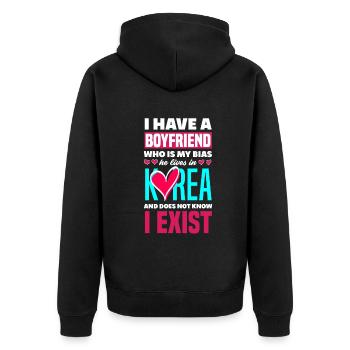 K-Pop K-Drama Koreanische Popmusik - Unisex Premium Bio Zip Hoodie - Schwarz - Hinten - Nico (187cm)