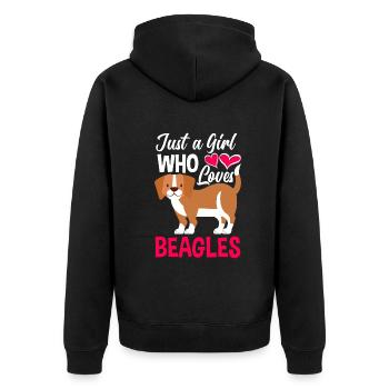 Lustiges Beagle Geschenk Beagle Mädchen - Unisex Premium Bio Zip Hoodie - Schwarz - Hinten - Nico (187cm)