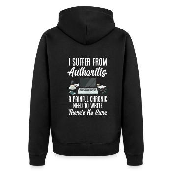 Author Author Funny Author Gift - Unisex Premium Organic Zip Hoodie - black - Back - Nico (187cm)