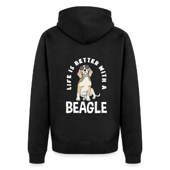 Lustiges Beagle Geschenk - Unisex Premium Bio Zip Hoodie - Schwarz - Hinten - Nico (187cm)