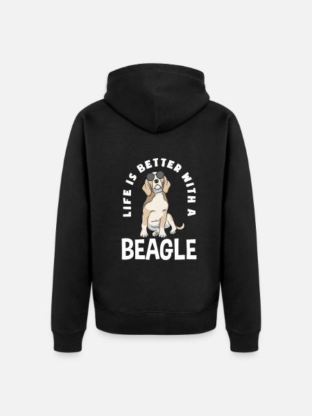 Funny Beagle Gift - Unisex Premium Organic Zip Hoodie - black