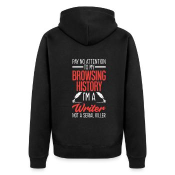 Author Author Funny Author Gift - Unisex Premium Organic Zip Hoodie - black - Back - Nico (187cm)