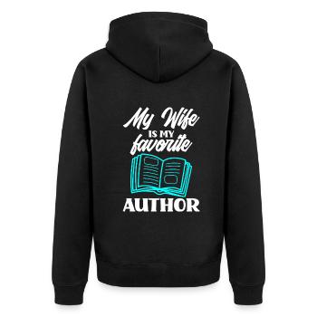 Author Author Funny Author Gift - Unisex Premium Organic Zip Hoodie - black - Back - Nico (187cm)
