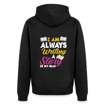 Author Author Funny Author Gift - Unisex Premium Organic Zip Hoodie - black - Back - Nico (187cm)