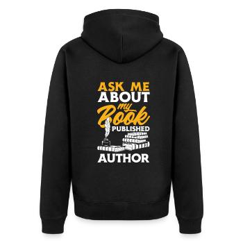 Author Author Funny Author Gift - Unisex Premium Organic Zip Hoodie - black - Back - Nico (187cm)