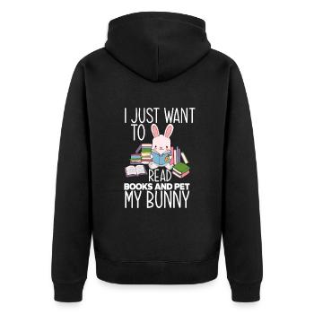 Rabbit Rabbit Pet Rabbit Book Read Gift - Unisex Premium Organic Zip Hoodie - black - Back - Nico (187cm)