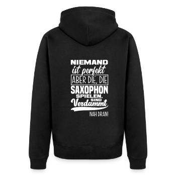 Saxophon Spieler Sind Perfekt Saxophon Geschenk - Unisex Premium Bio Zip Hoodie - Schwarz - Hinten - Nico (187cm)