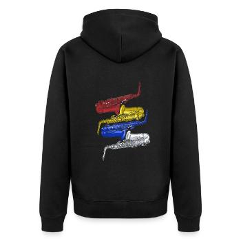 Saxophon Jazz - Unisex Premium Bio Zip Hoodie - Schwarz - Hinten - Nico (187cm)