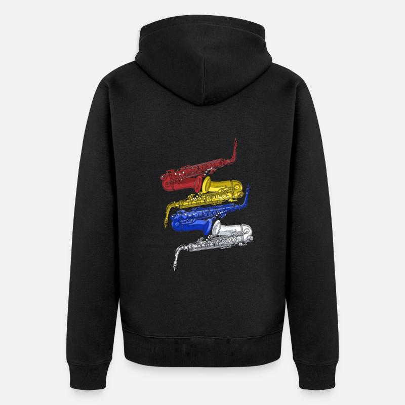 Saxophon Jazz - Unisex Premium Bio Zip Hoodie - Schwarz